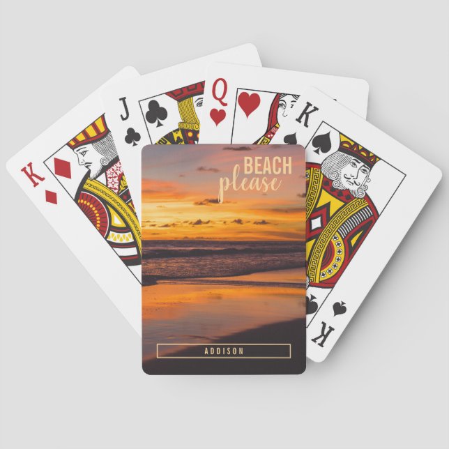 Monogram Beach Bitte tropischer Orange Sonnenunter Spielkarten (Rückseite)