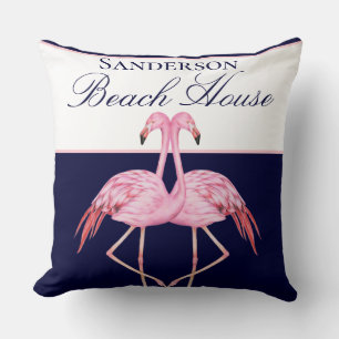 Monogram Beach House Aquamarin Flamingos Marine Bl Kissen