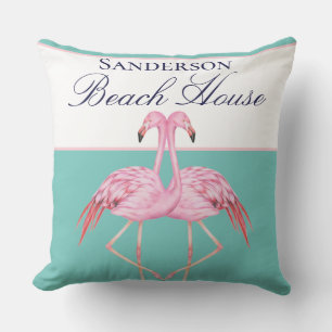 Monogram Beach House Aquamarin Marine Blue Flaming Kissen