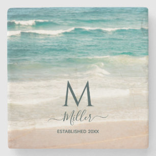 Monogram Beach Waves House Elegant St Steinuntersetzer