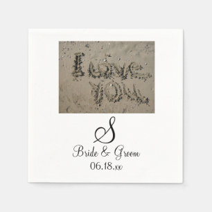 Monogram Beach Wedding Bride Groom Names Datum Nea Serviette