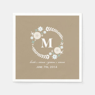 Monogram Beach Wreath Wedding Napkins Serviette