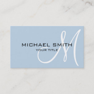 Monogram Beau Blue Hintergrundfarbe Visitenkarte
