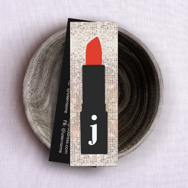 Monogram Beauty Sequin Niedlich Makeup Artist Lips Mini Visitenkarte (Von Creator hochgeladen)
