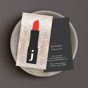 Monogram Beauty Sequin Niedlich Makeup Artist Lips Visitenkarte