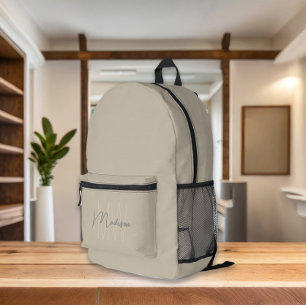 Monogram Beige Modernes Minimalistisch Bedruckter Rucksack