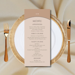 Monogram Beige Pink Minimalistisch Japandi Wedding Menükarte