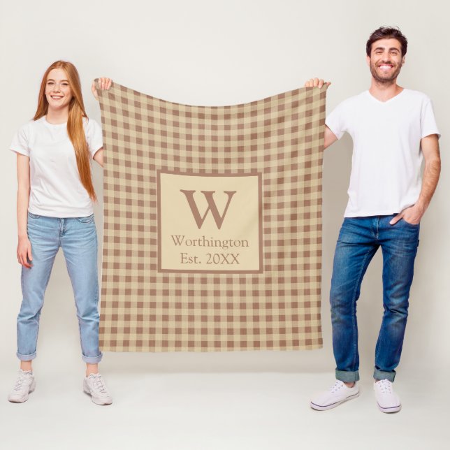 Monogram Beige Rost Buffalo Kariert Rustikales Lan Fleecedecke (Beispiel)
