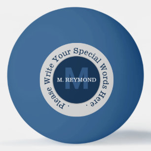 Monogram . Benutzerdefinierter Text auf nice blue  Tischtennisball