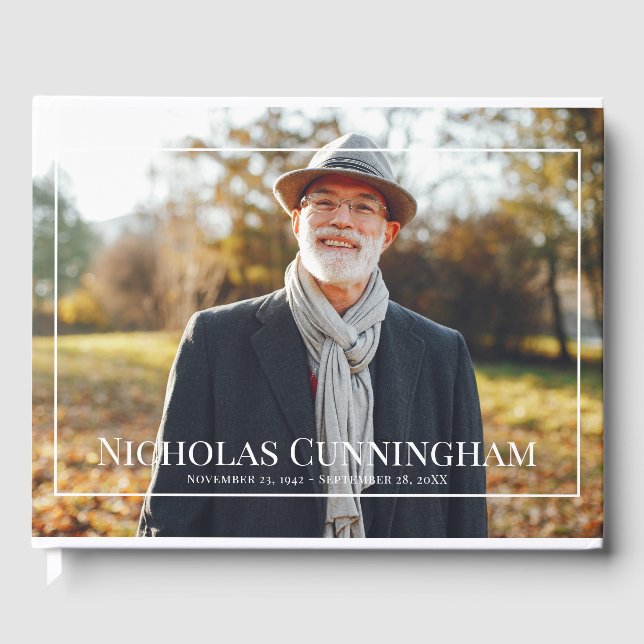 Monogram-Benutzerdefiniertes Foto für den White Fr Gästebuch (Vorderseite)