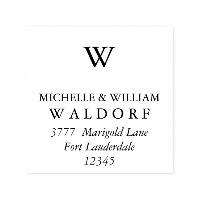 Monogram Berry Laurel Branches Rücksendeadresse Permastempel (Design)