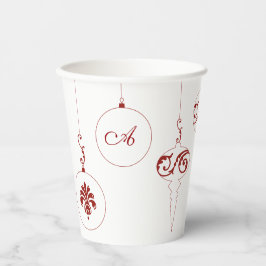 Monogram Berry Red Bauble Ornaments Pappbecher