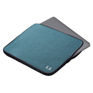 Monogram Beruflich Blue Linen Textur Laptopschutzhülle
