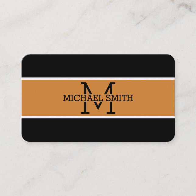 Monogram Beruflich Bronze Modern Visitenkarte (Vorderseite)