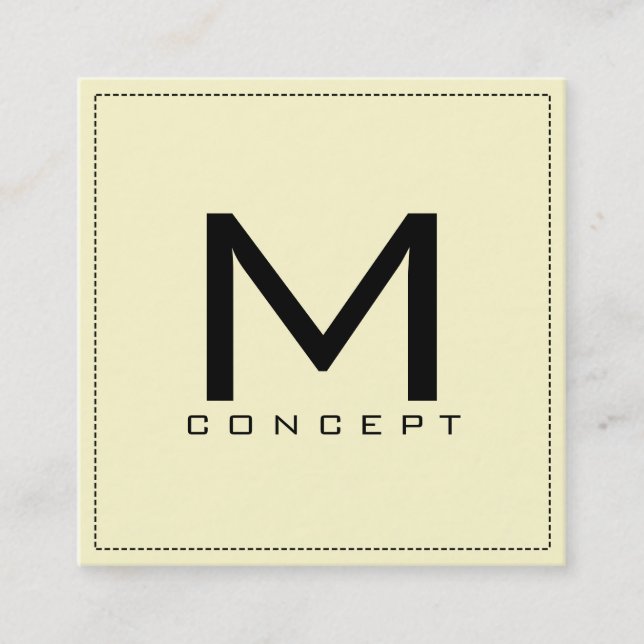 Monogram Beruflich Elegant Moderne Creme Quadratische Visitenkarte (Vorderseite)