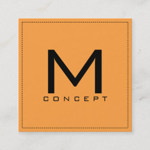 Monogram Beruflich Elegant Moderne Neon Carrot Quadratische Visitenkarte