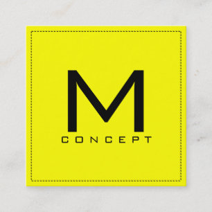 Monogram Beruflich Elegant Modernes Gelb Quadratische Visitenkarte