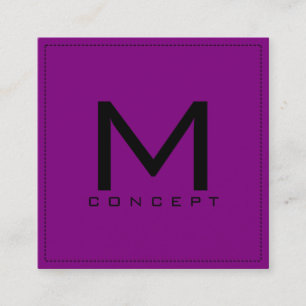 Monogram Beruflich Elegant Modernes Lila Quadratische Visitenkarte