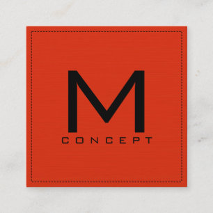 Monogram Beruflich Elegant Modernes Rotes Orange Quadratische Visitenkarte