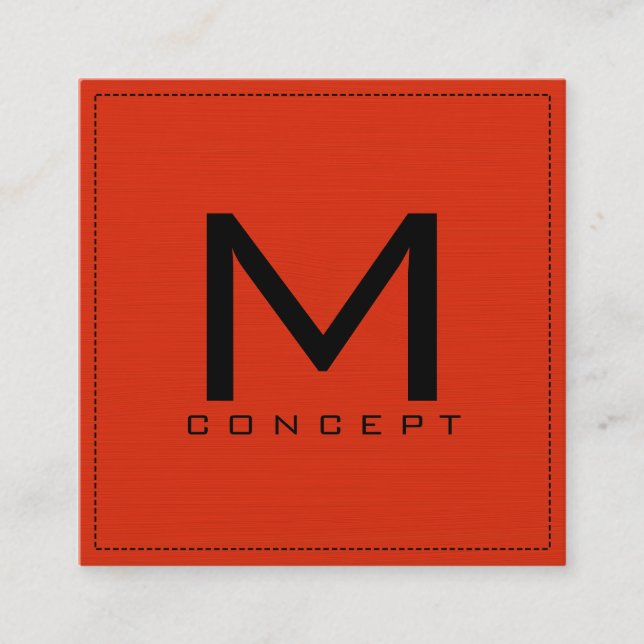 Monogram Beruflich Elegant Modernes Rotes Orange Quadratische Visitenkarte (Vorderseite)