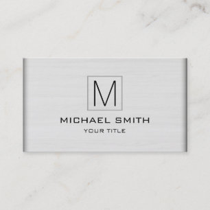 Monogram Beruflich Elegant White Wood #3 Visitenkarte