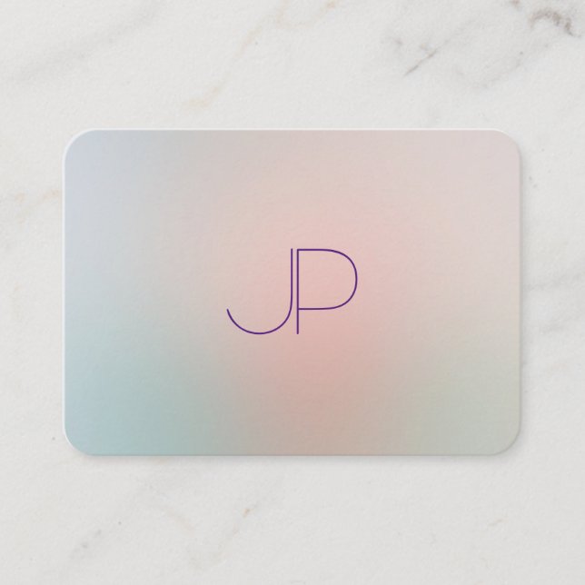 Monogram Beruflich Elegante Moderne Pastellfarben Visitenkarte (Vorderseite)