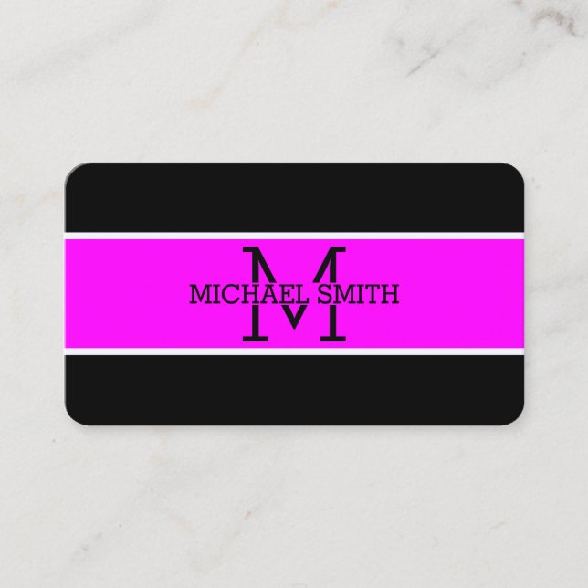 Monogram Beruflich Magenta Modern Visitenkarte (Vorderseite)