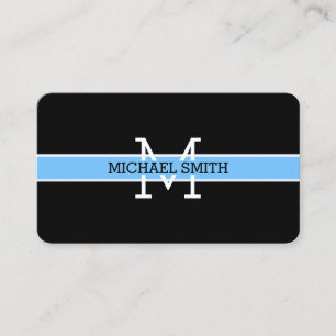 Monogram Beruflich Maya Blue Horizontal Line Visitenkarte