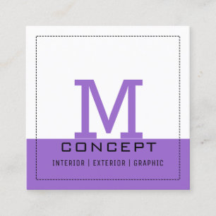 Monogram Beruflich Modern Amethyst Quadratische Visitenkarte