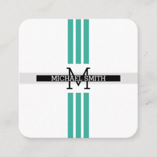 Monogram Beruflich Modern Keppel Stripes Quadratische Visitenkarte
