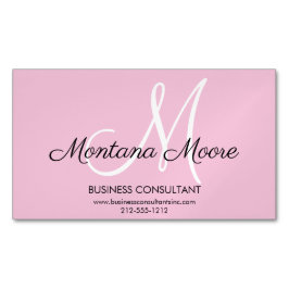 Monogram Beruflich Modernes, elegantes Rosa Magnetische Visitenkarte