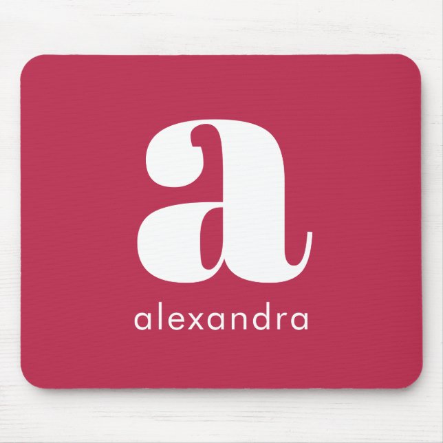 Monogram Beruflich Simple Magenta Mousepad (Vorne)