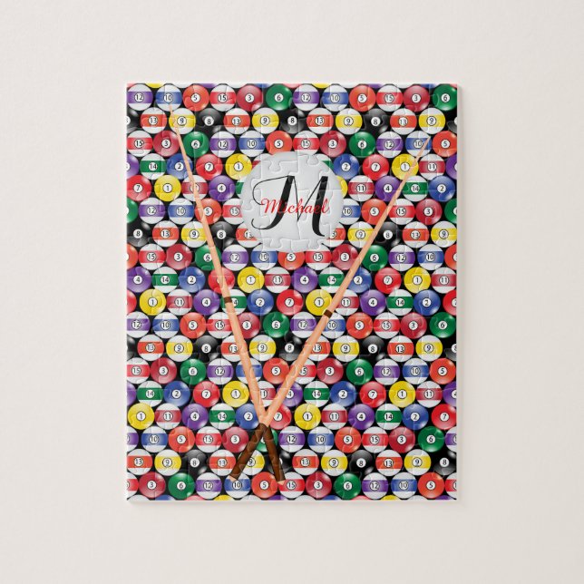 Monogram Billard Pool Ball Muster Puzzle (Vertikal)