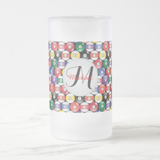 Monogram Billiard Ball Design Mattglas Bierglas (Mittel)