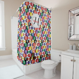 Monogram Billiard Pool Ball Design Duschvorhang