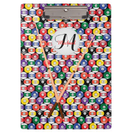 Monogram Billiards Ball-Muster Klemmbrett