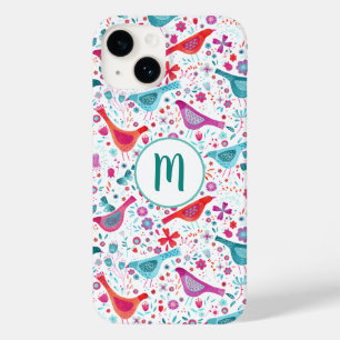 Monogram Bird-Muster Case-Mate iPhone 14 Hülle