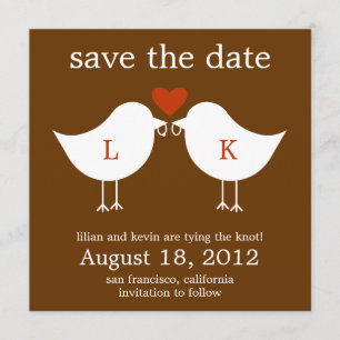Monogram Birds Card - Schokolade Save The Date