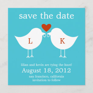 Monogram Birds Card - Türkis Save The Date