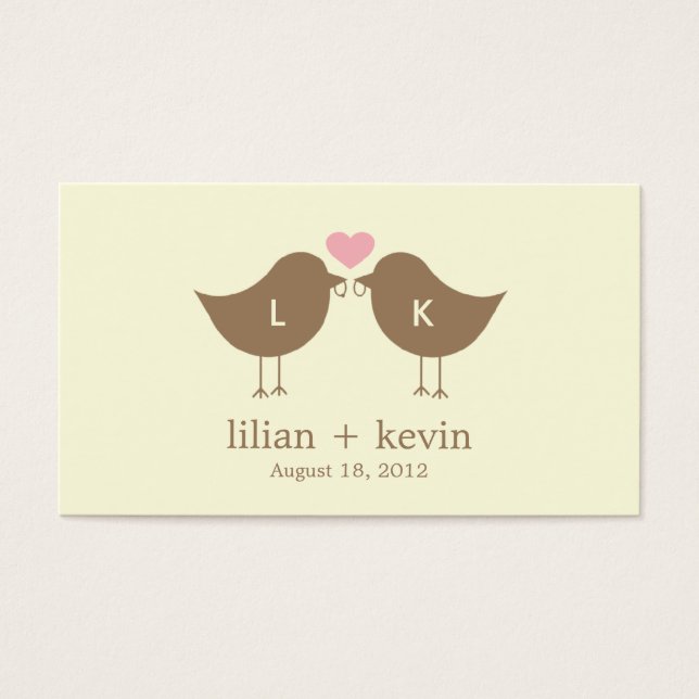 Monogram Birds Gastgeschenk Hochzeit Tags - Latte (Vorderseite)