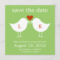 Monogram Birds Save the Date Card - Limon