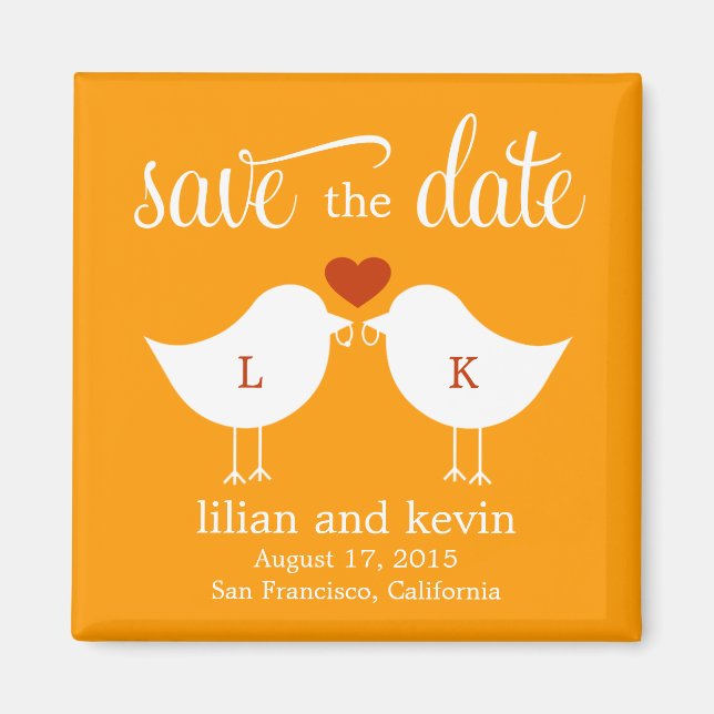 Monogram Birds Save the Date Magnet (Vorne)