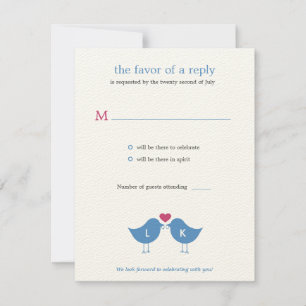 Monogram Birds Wedding RSVP/Response Card RSVP Karte