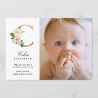 Monogram Birth Announcement