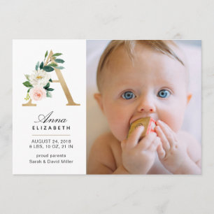 Monogram Birth Announcement Ankündigung