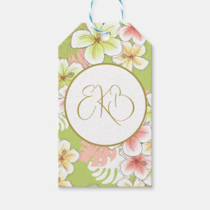Monogram Birthday Elegant Tropical Geschenkanhänger