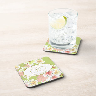 Monogram Birthday Elegant Tropical Getränkeuntersetzer
