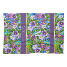 Monogram Birthday Pansy Violet Blume Wasserfarbe