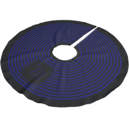 Monogram Black and Dark Navy Blue Streifen Polyester Weihnachtsbaumdecke