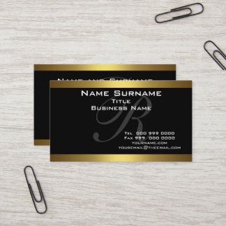 Monogram Black and Gold Business Cards Visitenkarte